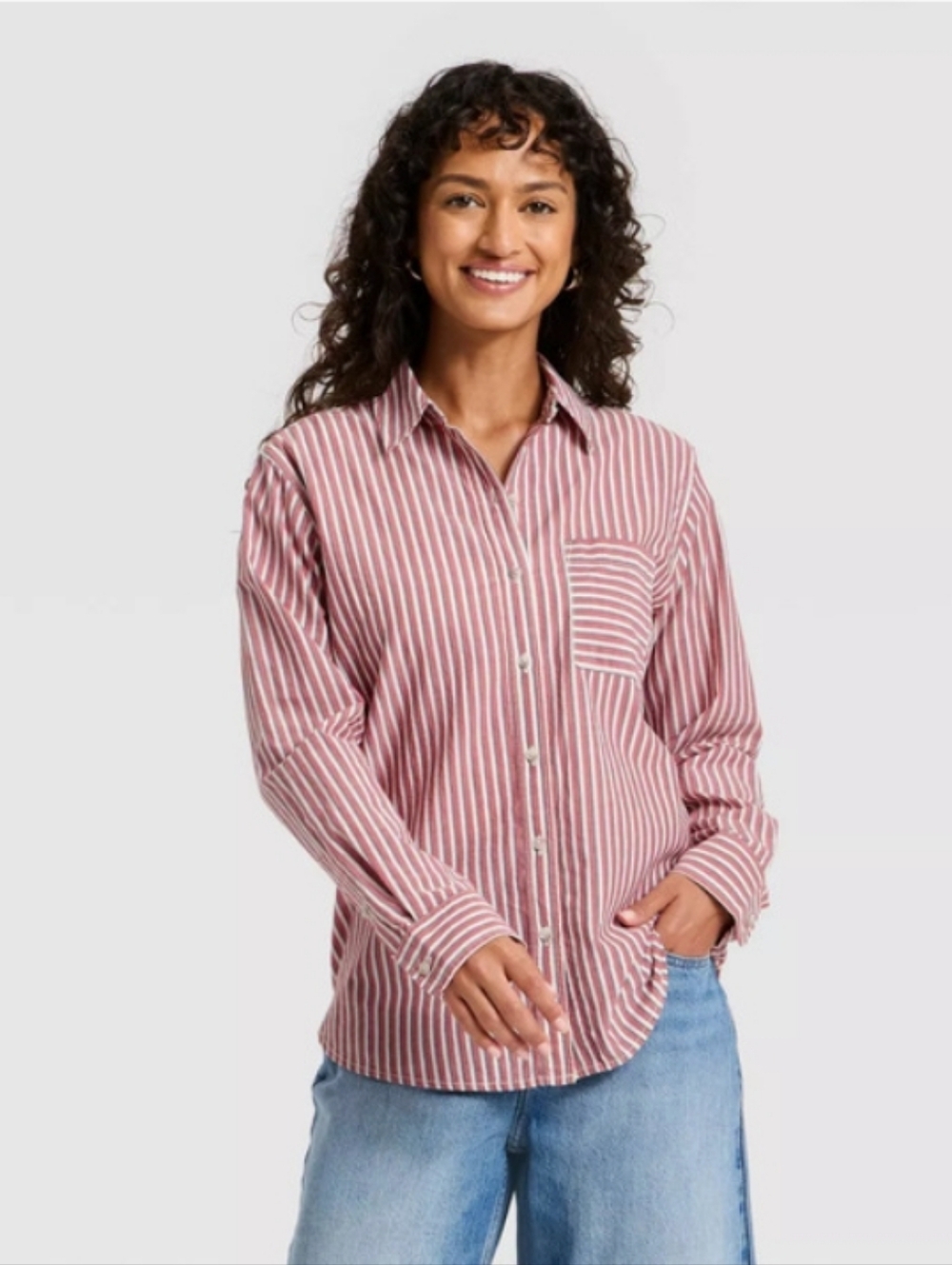 Universal Thread Stripe Long Sleeve Button-Down Shirt